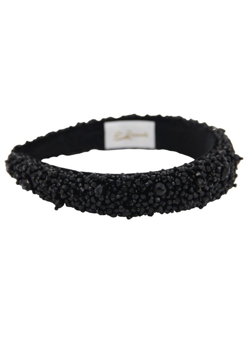 D'Daniela - Headband Monalisa For Women's and  Girls Black Stones Hand Made - Image 1
