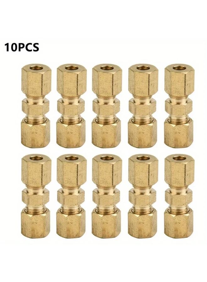 10pcs Brass Brake Line Connectors 3 16 Inch 4 76mm No Flare Fittings Easy Install Quick Repair - Image 1