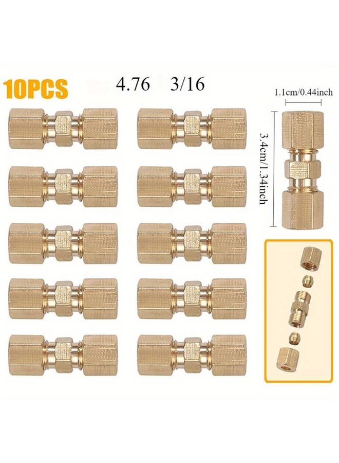 10pcs Brass Brake Line Connectors 3 16 Inch 4 76mm No Flare Fittings Easy Install Quick Repair - Image 3