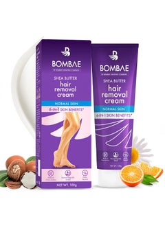 BOMBAE Shea Butter Hair Removal Cream For Women |(100Gm) Suitable For Sensitive Skin, For Body, Legs, And Bikini Line With Citrus Aroma | No Smell, No Darkening, No Drying|Intimate Hair Removal Cream 
