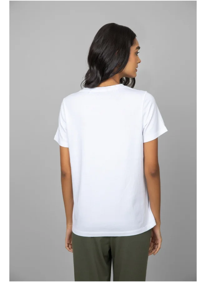 NeceSera White V-Neck Jogger Set
