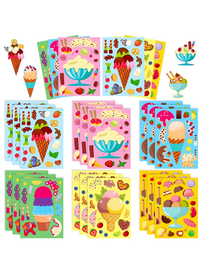 قوس قزح أورينبو 24 ورقة من ملصقات الآيس كريم اصنع ملصقاتك الخاصة وامزجها ونسقها مع ملصقات الصيف لأعياد الميلاد والألعاب والملصقات والهدايا ومكافآت المعلمين وفنون الأطفال وهدايا الحفلات - Image 1