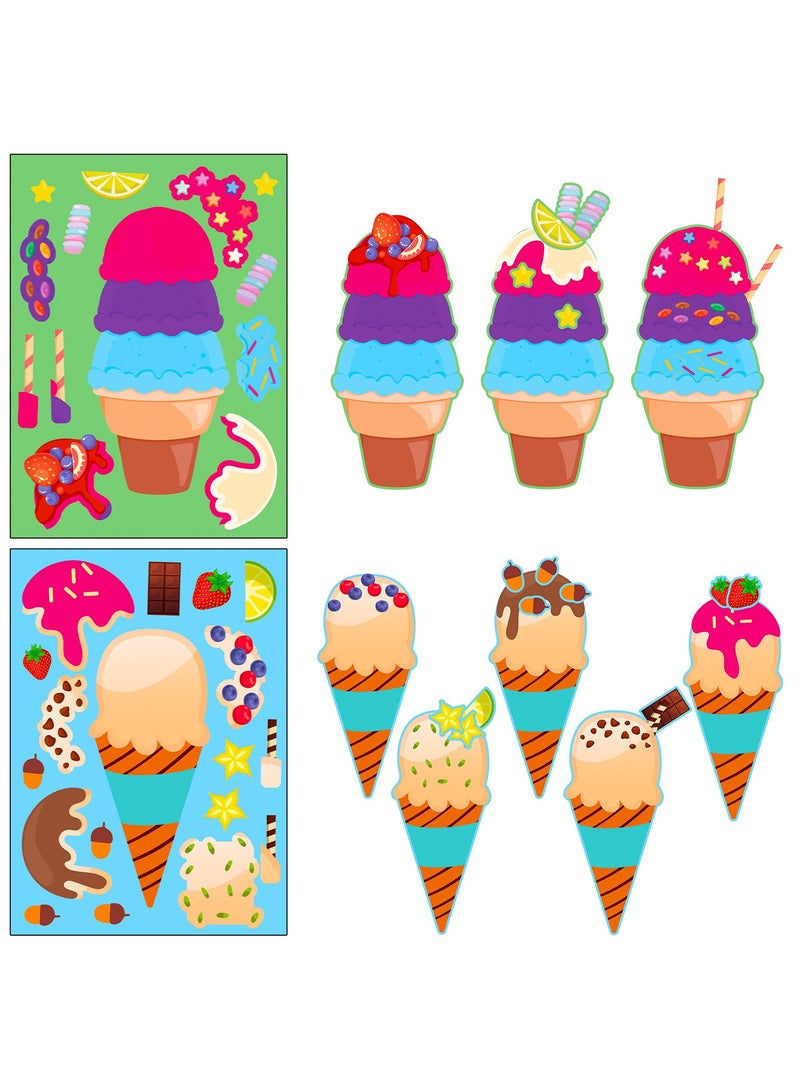 قوس قزح أورينبو 24 ورقة من ملصقات الآيس كريم اصنع ملصقاتك الخاصة وامزجها ونسقها مع ملصقات الصيف لأعياد الميلاد والألعاب والملصقات والهدايا ومكافآت المعلمين وفنون الأطفال وهدايا الحفلات - Image 4