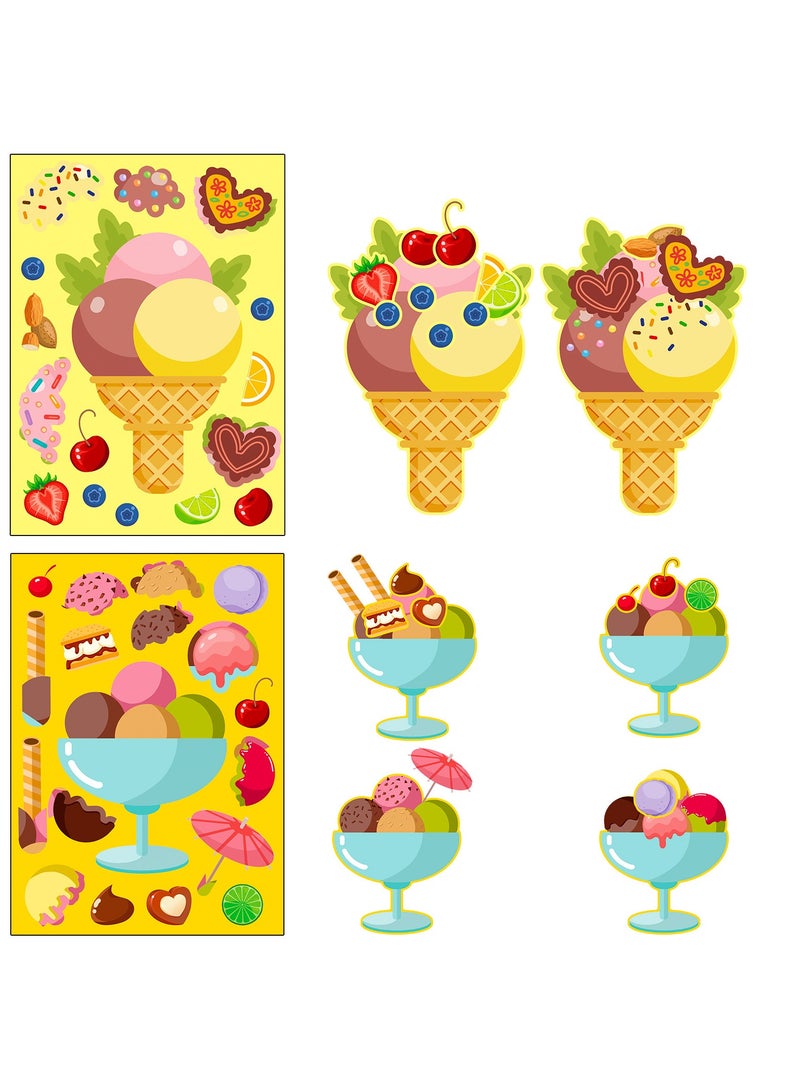 قوس قزح أورينبو 24 ورقة من ملصقات الآيس كريم اصنع ملصقاتك الخاصة وامزجها ونسقها مع ملصقات الصيف لأعياد الميلاد والألعاب والملصقات والهدايا ومكافآت المعلمين وفنون الأطفال وهدايا الحفلات - Image 3