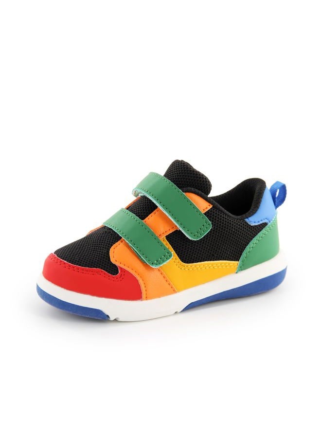 SKYWHEEL Toddler Boys Girls Tennis Shoes Kids Slip On Barefoot Shoes Wide Casual Walking Running Sneakers for Little Kids, 111-toddler Colorful Black Sneaker, 8 Toddler - Image 1