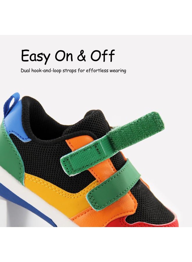 SKYWHEEL Toddler Boys Girls Tennis Shoes Kids Slip On Barefoot Shoes Wide Casual Walking Running Sneakers for Little Kids, 111-toddler Colorful Black Sneaker, 8 Toddler - Image 5