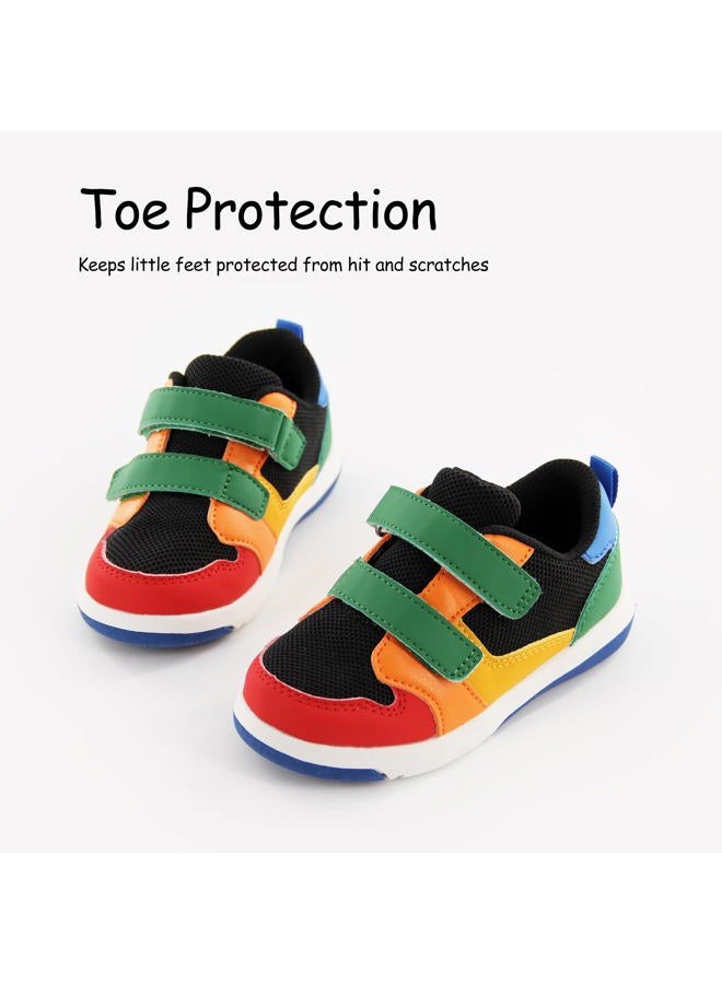 SKYWHEEL Toddler Boys Girls Tennis Shoes Kids Slip On Barefoot Shoes Wide Casual Walking Running Sneakers for Little Kids, 111-toddler Colorful Black Sneaker, 8 Toddler - Image 4