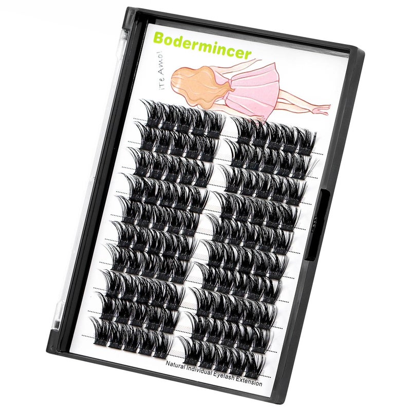 Bodermincer 100 Clustersbox Home Eyelash Extension Thick Segmented 3D Effect Glue Bonded Individual Eyelash Extension Eyelashes Bunches Professional Makeup False Eyelashes 14MM