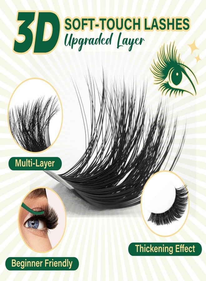 كييو مجموعة رموش KEYYOU LASH Clusters Kit ثلاثية الأبعاد، 231 قطعة، 100D200D، 8-16MIX، مجموعة رموش فردية مجعدة على شكل حرف D، مجموعة رموش خفيفة وكثيفة، مجموعة رموش عنقودية طبيعية ناعمة (مجموعة ثلاثية الأبعاد - 100D200D-D-8-16MIX) - Image 2