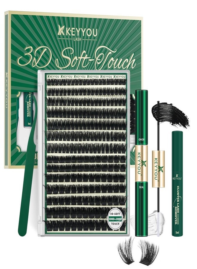 كييو مجموعة رموش KEYYOU LASH Clusters Kit ثلاثية الأبعاد، 231 قطعة، 100D200D، 8-16MIX، مجموعة رموش فردية مجعدة على شكل حرف D، مجموعة رموش خفيفة وكثيفة، مجموعة رموش عنقودية طبيعية ناعمة (مجموعة ثلاثية الأبعاد - 100D200D-D-8-16MIX) - Image 1