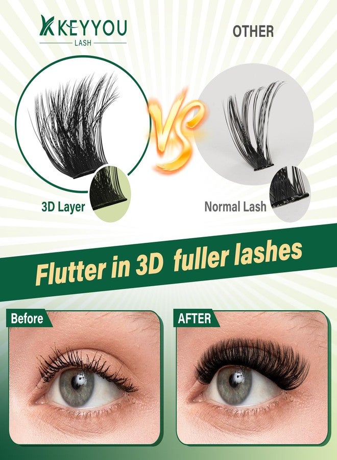 كييو مجموعة رموش KEYYOU LASH Clusters Kit ثلاثية الأبعاد، 231 قطعة، 100D200D، 8-16MIX، مجموعة رموش فردية مجعدة على شكل حرف D، مجموعة رموش خفيفة وكثيفة، مجموعة رموش عنقودية طبيعية ناعمة (مجموعة ثلاثية الأبعاد - 100D200D-D-8-16MIX) - Image 4
