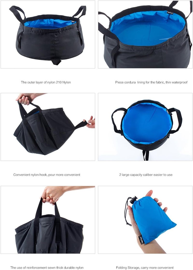 Fakeface Collapsible Camping Water Basin, 8.6L Portable Sink for Travel, Hiking, Fishing, Gardening, Outdoor Washing Bowl - Image 5
