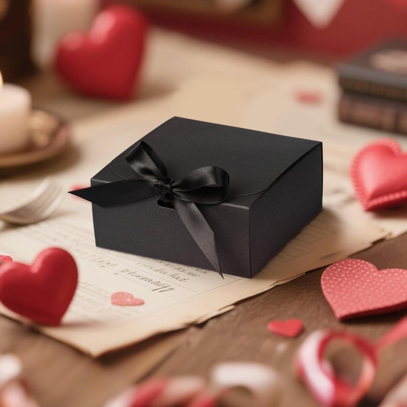 WLUSEAXI 10 Pack Small Gift Boxes,Black Square Gift Box with Metal Pen for Wedding,Birthday, Baby Shower, Candy, Cookies, 4.5X4.5X2 Inch - Image 5