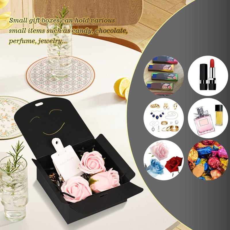 WLUSEAXI 10 Pack Small Gift Boxes,Black Square Gift Box with Metal Pen for Wedding,Birthday, Baby Shower, Candy, Cookies, 4.5X4.5X2 Inch - Image 4