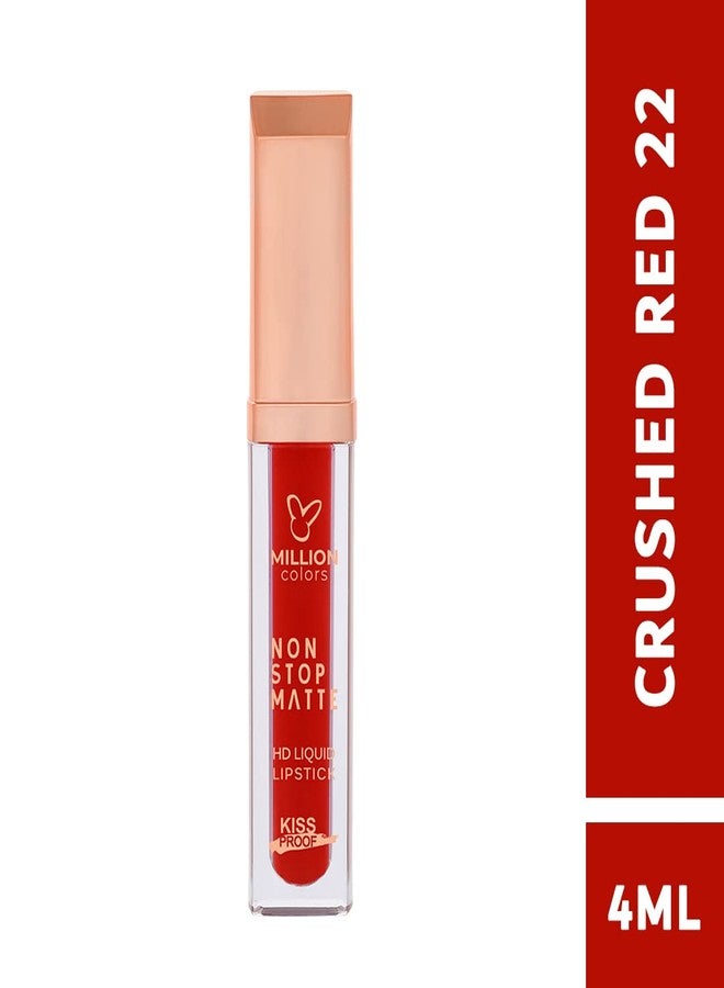 Million Colors Non Stop Matte Lip Color Highly Pigmented Matte Finish Smudge & Transfer Proof Long Lasting Lightweight Lipstick(04 ml Crushed Red 22) - Image 2