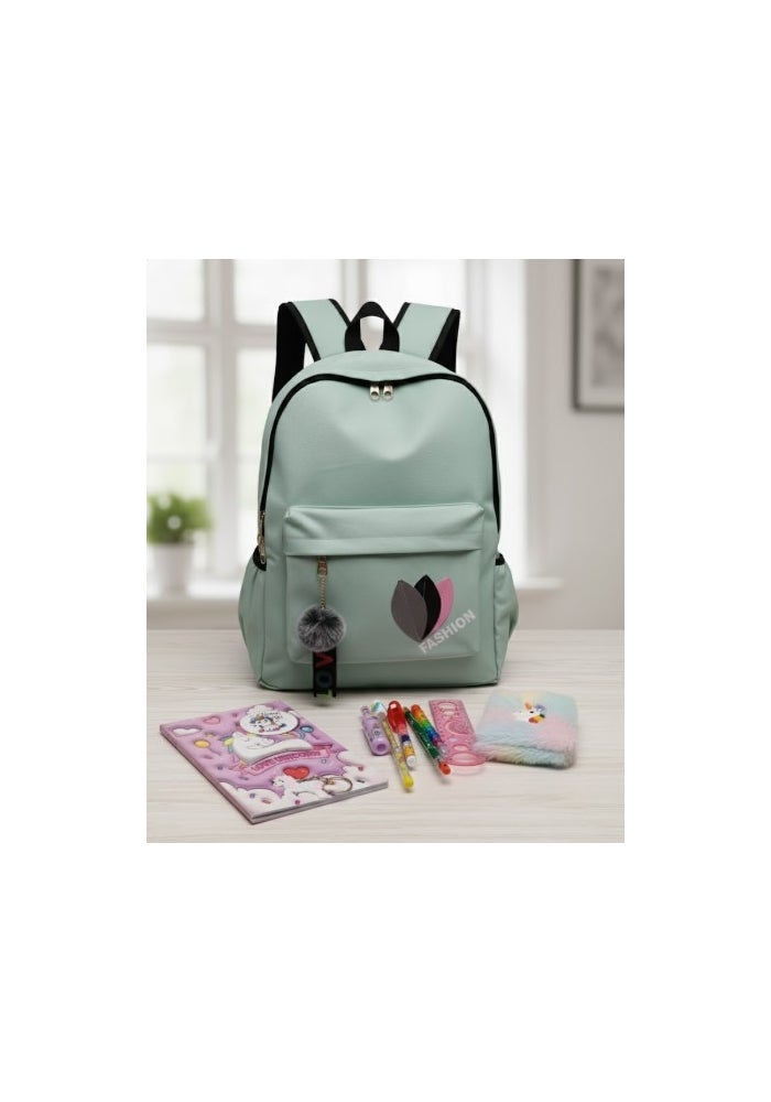 MINDFIT Mint Green Backpack with Panda Water Bottle for Kids - Image 2