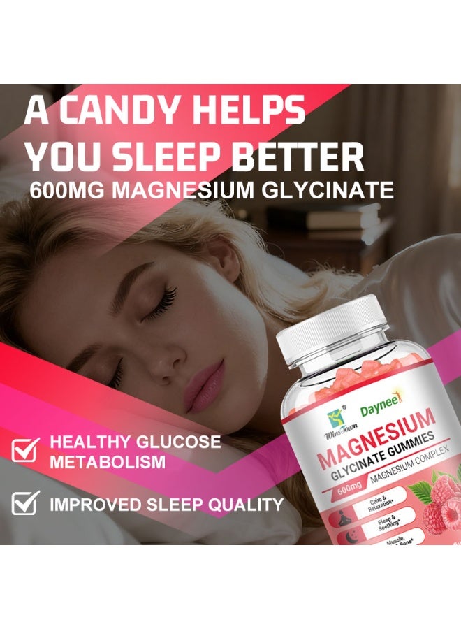 ديني علكات مغنيسيوم جلايسينات للنوم والاسترخاء 60 حبة | تركيبة Magnesium Glycinate Complex عالية الامتصاص بتركيز 600mg | دعم النوم العميق والاسترخاء وتقليل التوتر وراحة العضلات والطاقة اليومية | مع Magnesium L-Threonate وفيتامين D3 وB6 وإنزيم Q10 | علكات نباتية بنكهة التوت | حبتان يومياً سهلة الامتصاص | Daynee أصلي - Image 5