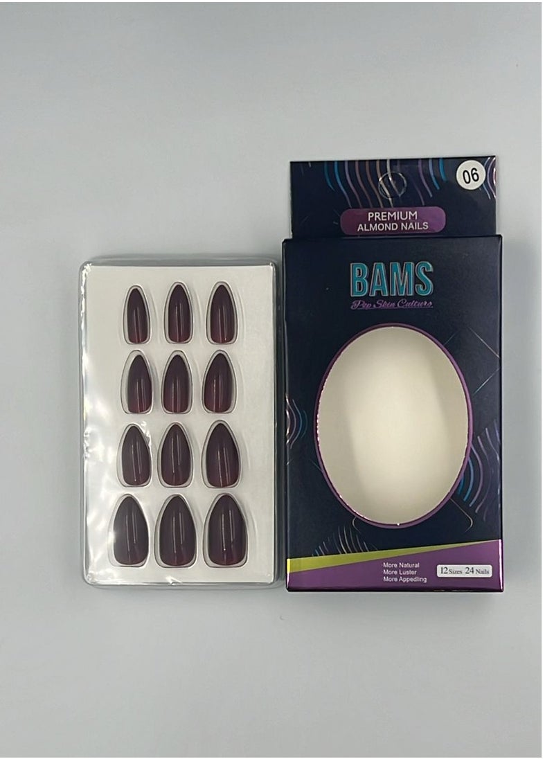 BAMS Pop Skin Culture BAMS Press On Nails 24Pcs, Almond-Shaped False Nails With Glue Kit (Shade 06)  - Image 2