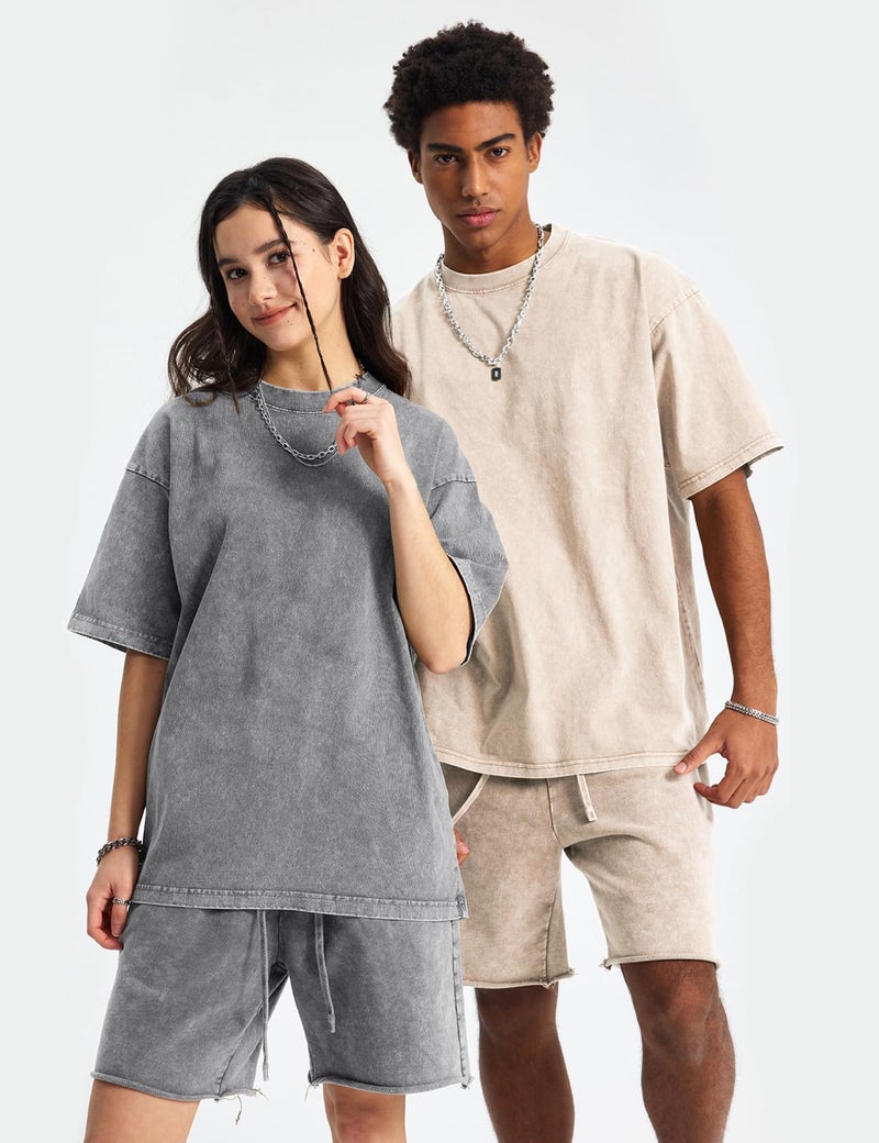 Arssm 4 Pack Oversized Tshirts for Men Acid Wash Loose Fit Vintage Cotton Heavyweight T Shirts Baggy Tees(BlackGreyKhakiBeige-XL) - Image 5