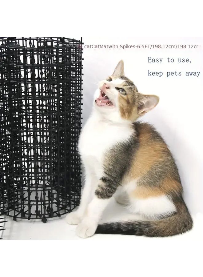Black Plastic Prickle Strip Mat 11.02 77.95 Inch Outdoor Indoor Cat Repellent Stopping Digging Keeping Cats Dogs Away - Image 1