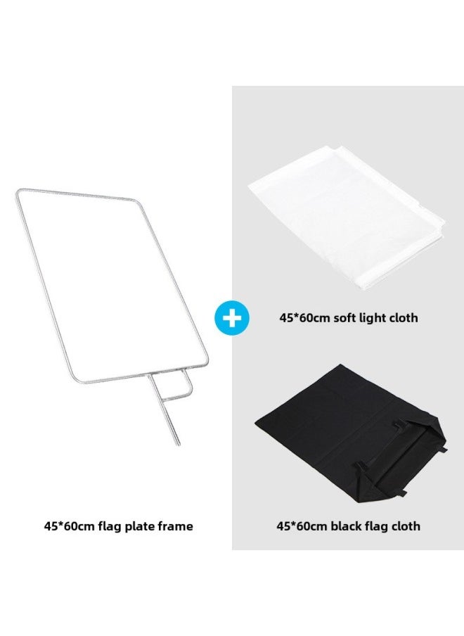 Generic Film And Television Studio Stainless Steel Flag Board Frame Small Soft Light Screen Butterfly Cloth Light Blocking Reflector Background Board Soft-Body Color:45*60cm Flagboard Frame + Soft Light Cloth + Black Flagboard Cloth  - Image 1