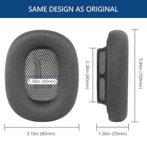 G GVOEARS Gvoears Upgraded Ear Cushions Replacement Earpads for Apple AirPods Max Headphones, Mesh Fabric Ear Pads Cover with Memory Foam and Magnet for AirPods Max (Black) - Image 5