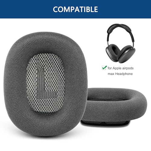 G GVOEARS Gvoears Upgraded Ear Cushions Replacement Earpads for Apple AirPods Max Headphones, Mesh Fabric Ear Pads Cover with Memory Foam and Magnet for AirPods Max (Black) - Image 2