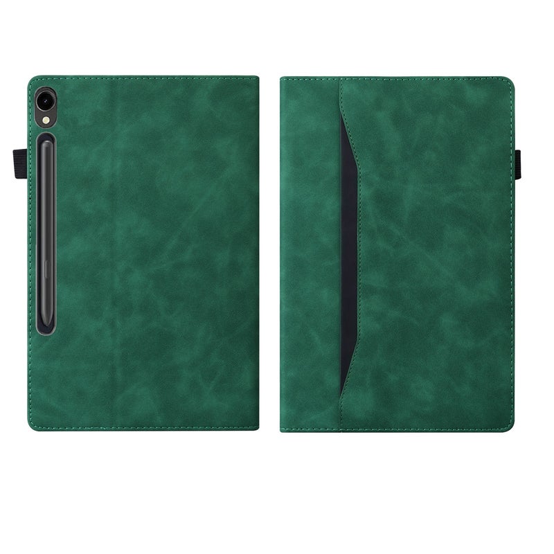 erorex For Samsung Galaxy Tab S11 / S10 /S9 Splicing Shockproof Smart Leather Tablet Case(Green) - Image 2