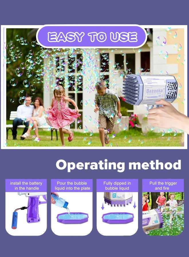 بازوكا ويستمتع الأطفال كثيراً عندما يتعلق الأمر ببنادق فقاعة جديدة ذات ثقوب ذات سعة كبيرة مزوَّدة بإضاءة ملونة ومملوءة بالطاقة، مما يؤدي إلى حدوث انفجار كبير في الفقاعات. تحتوي على مواد: بندقية فقاعة، بطارية، شاحن، قاعدة. - Image 1