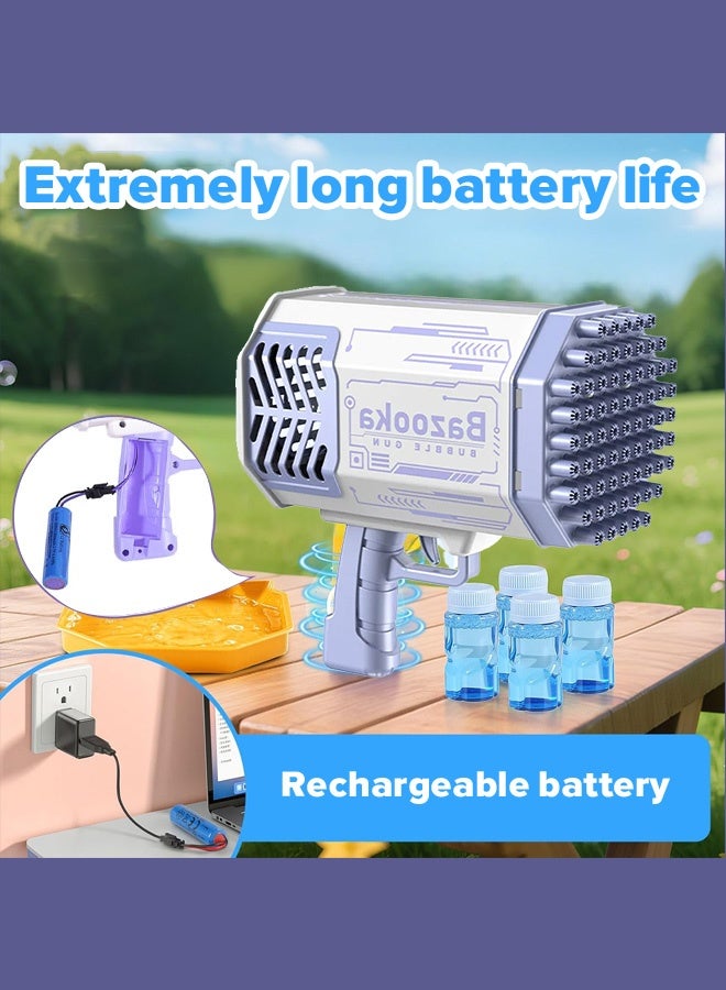 بازوكا ويستمتع الأطفال كثيراً عندما يتعلق الأمر ببنادق فقاعة جديدة ذات ثقوب ذات سعة كبيرة مزوَّدة بإضاءة ملونة ومملوءة بالطاقة، مما يؤدي إلى حدوث انفجار كبير في الفقاعات. تحتوي على مواد: بندقية فقاعة، بطارية، شاحن، قاعدة. - Image 3