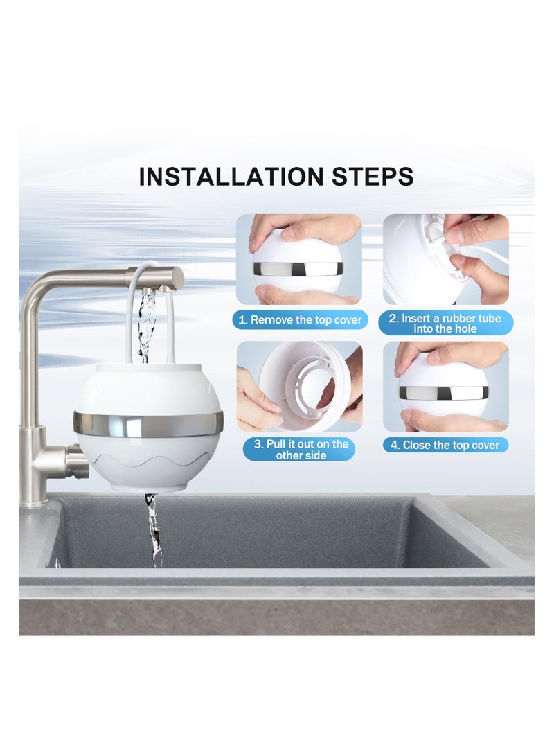 White Bath Ball Water Filter, Bath Filter for Tub, 8-Layer Filtration Bath Tub Filter Smoother Skin BPA Free Increase Water purification Negative Ions Water purification (1 Filter Cartridges)