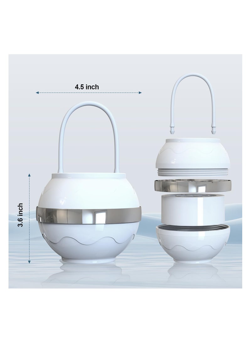 White Bath Ball Water Filter, Bath Filter for Tub, 8-Layer Filtration Bath Tub Filter Smoother Skin BPA Free Increase Water purification Negative Ions Water purification (1 Filter Cartridges)