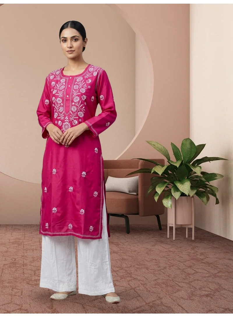 Hand Embroidered Chikankari Cotton Kurta-ALNTV115