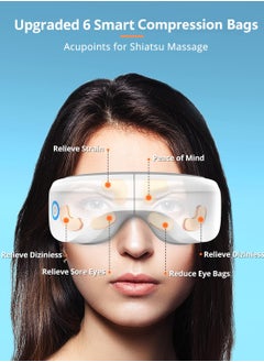 KHAJUL Eye Massager with Heat, Heated Eye Mask with Bluetooth Music, Eye Care Gift for Women, Reduce Eye Strain, Gifts for Mom/Dad (White)  - Image 3
