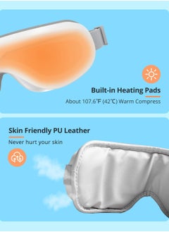 KHAJUL Eye Massager with Heat, Heated Eye Mask with Bluetooth Music, Eye Care Gift for Women, Reduce Eye Strain, Gifts for Mom/Dad (White)  - Image 4