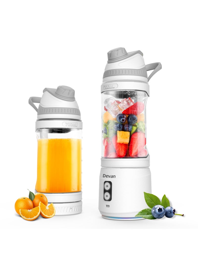 Excefore Portable Blender, Mini Blender for Shakes and Smoothies, 24oz Travel Blender USB Rechargeable, Wireless Portable Personal Blender, BPA Free Sporty bottle with a Travel Lid (Black Base Grey Lid)  - Image 1