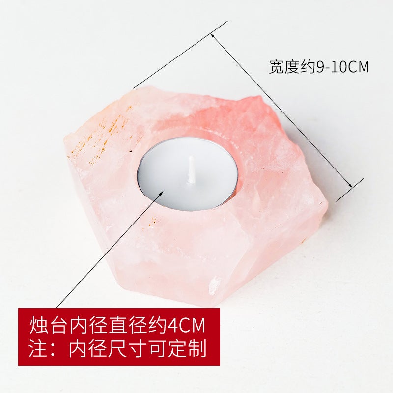 Natural Crystal Original Stone Candlestick Ornaments Amethyst Pink Crystal Green Fluorite Crystal Aromatherapy Stone Aromatherapy Stone Base - Image 5