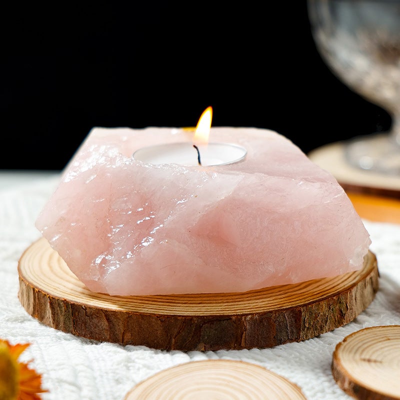 Natural Crystal Original Stone Candlestick Ornaments Amethyst Pink Crystal Green Fluorite Crystal Aromatherapy Stone Aromatherapy Stone Base - Image 4