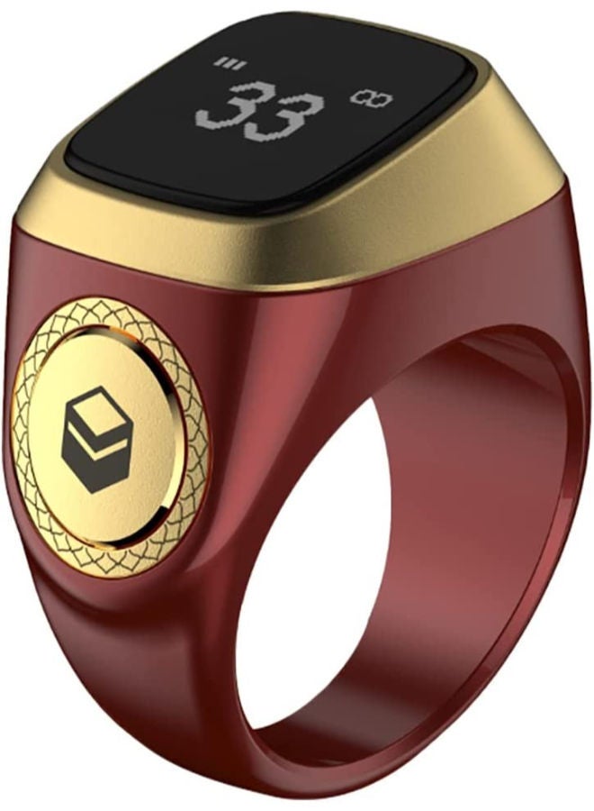 iQIBLA Zikr1 lite Smart Tasbih Tally Counter Ring for Muslims Zikr Digital Tasbeeh 5 Prayer Time Reminder Bluetooth Waterproof 20mm - BROWN - Image 1