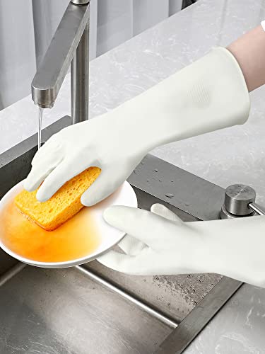 Cleanbear قفازات تنظيف كلينبير خالية من اللاتكس قفازات مطاطية قابلة لإعادة الاستخدام خفيفة الوزن ومتينة مجموعة من 3 مع 2 زوج من القفازات الرمادية وزوج واحد من القفازات البيضاء بطول 12 بوصة - Image 5