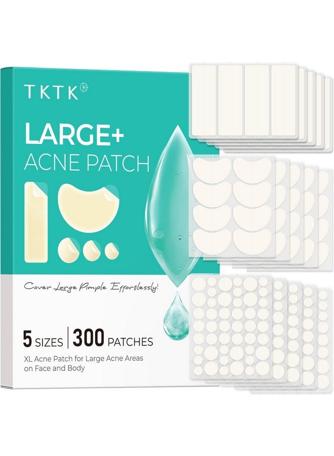 تي كيه تي كيه رقعة كبيرة لعلاج حب الشباب من تي كي تي كيه، رقعة كبيرة لعلاج حب الشباب، 60 × 20 مم، ضمادات كبيرة من الهيدروكولويد للجسم والجبهة والذقن والرقبة، رقعة هيدروكولويد (شريط، محدد، نقط، 5 مقاسات، 300 رقعة) - Image 1