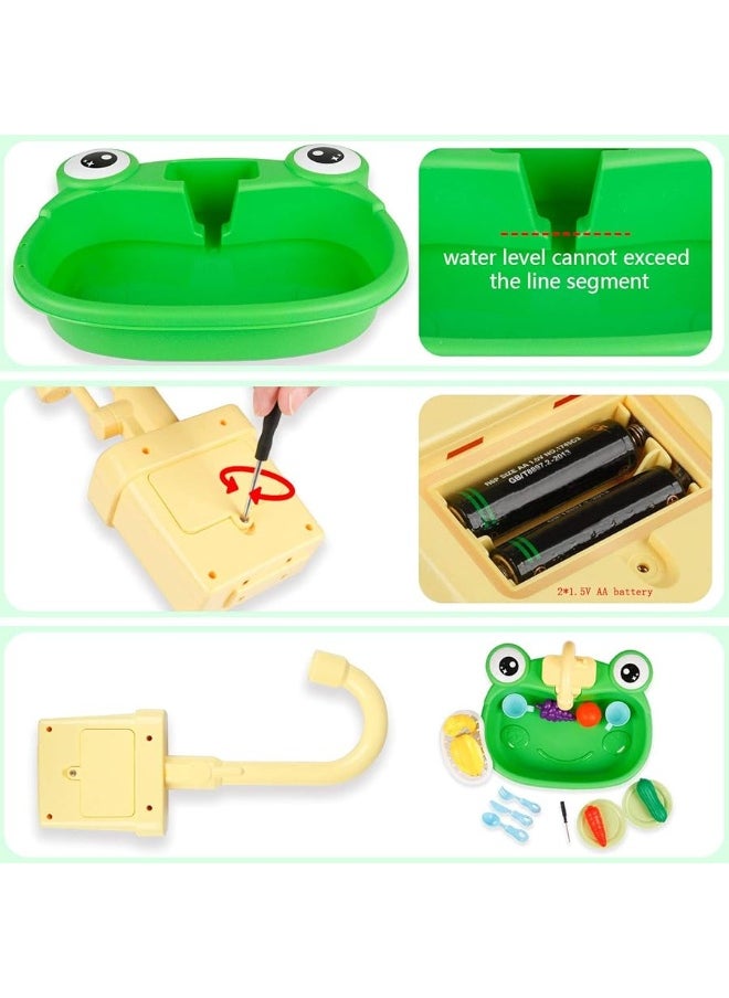 Ruibytree - Ruibytree Play Kitchen Sink Toy, Water Toys for Kids with Electronic Dishwasher, Pretend Play Utensils Accessories and Play Cutting Food for Boys and Girls (Cute Frog) - Image 1