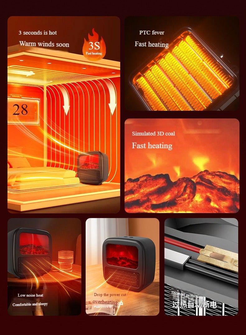 3000W PTC Ceramic Heater decorative fireplace heater digital room temperature  - Image 5