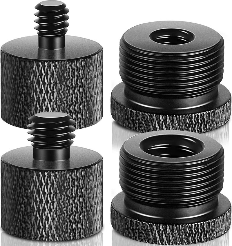 SHOPEE مجموعة محولات حامل الميكروفون 4 قطع - 5/8 إلى 3/8 و 3/8 إلى 1/4 محول خيط ذكر/أنثى للميكروفون - Image 1