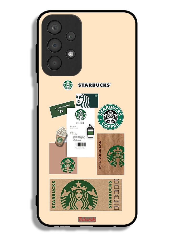 Tolwak Samsung Galaxy A23 4G Protective Case Cover Coffee Sticker - Image 1