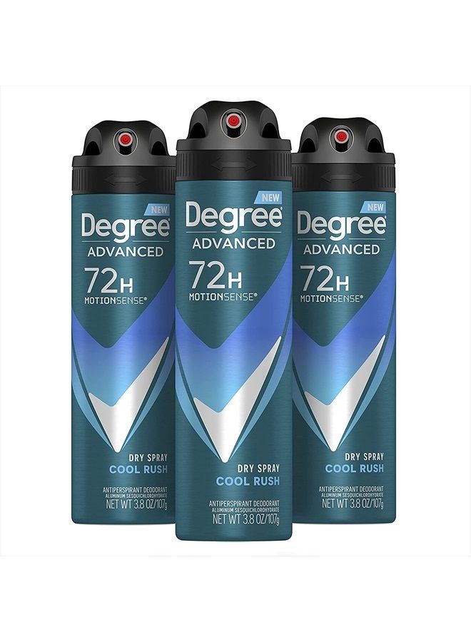 Degree Men Antiperspirant Deodorant Dry Spray Cool Rush 3 count Deodorant for Men With MotionSense Technology 3.8 oz - Image 1