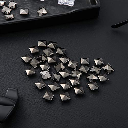 Jovitec 400 Pieces 10 mm Square Rivets Bag Leather Clothing Shoes Rivet Handicraft DIY Spikes Spots Studs Accessories with Straight Tipped Scratch Awl Craft Tool (Black) - Image 5