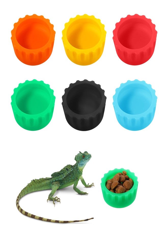 YQQYG 6PCS Crested Gecko Food Dish, Silicone Gecko Food Cups Reptile Dish for Geckos, Lizards, Reptiles - Image 1