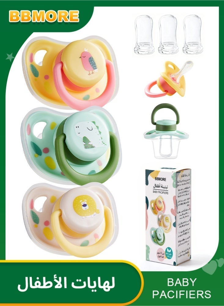 بي بي مور عبوة من 3 لهايات سيليكون على شكل قلب (مقاس S) مع 3 حلمات بديلة (مقاس L) وأغطية واقية من الغبار، خالية من مادة BPA، بتصميم مهدئ (مقاس S: من 0 إلى 6 أشهر | مقاس L: من 6 أشهر فأكثر) - Image 1