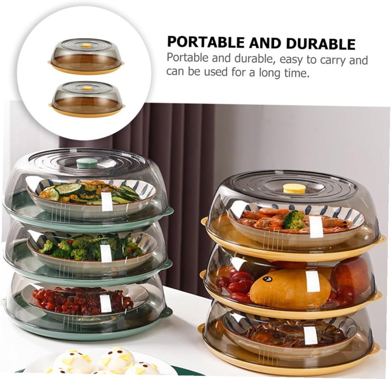 Uonlytech Meal Cover and Heat Preservation Food Lid Yellow Plastic Food Cover for Kitchen Dining Dustproof Vegetable and Bread 1-layer Protective Dome 2pcs for Home and Restaurant Use - Image 3